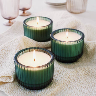 Roland Pine 6 oz Green Single-Wick Ribbed Glass Candle