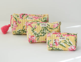 Camellia yel floral travel/make up/organizer/ bag-LARGE only