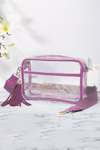 Clear PU Cross Body Camera Bag: Black
