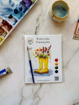 Watercolor Painting Kit-Rain boot Flower Bouquet