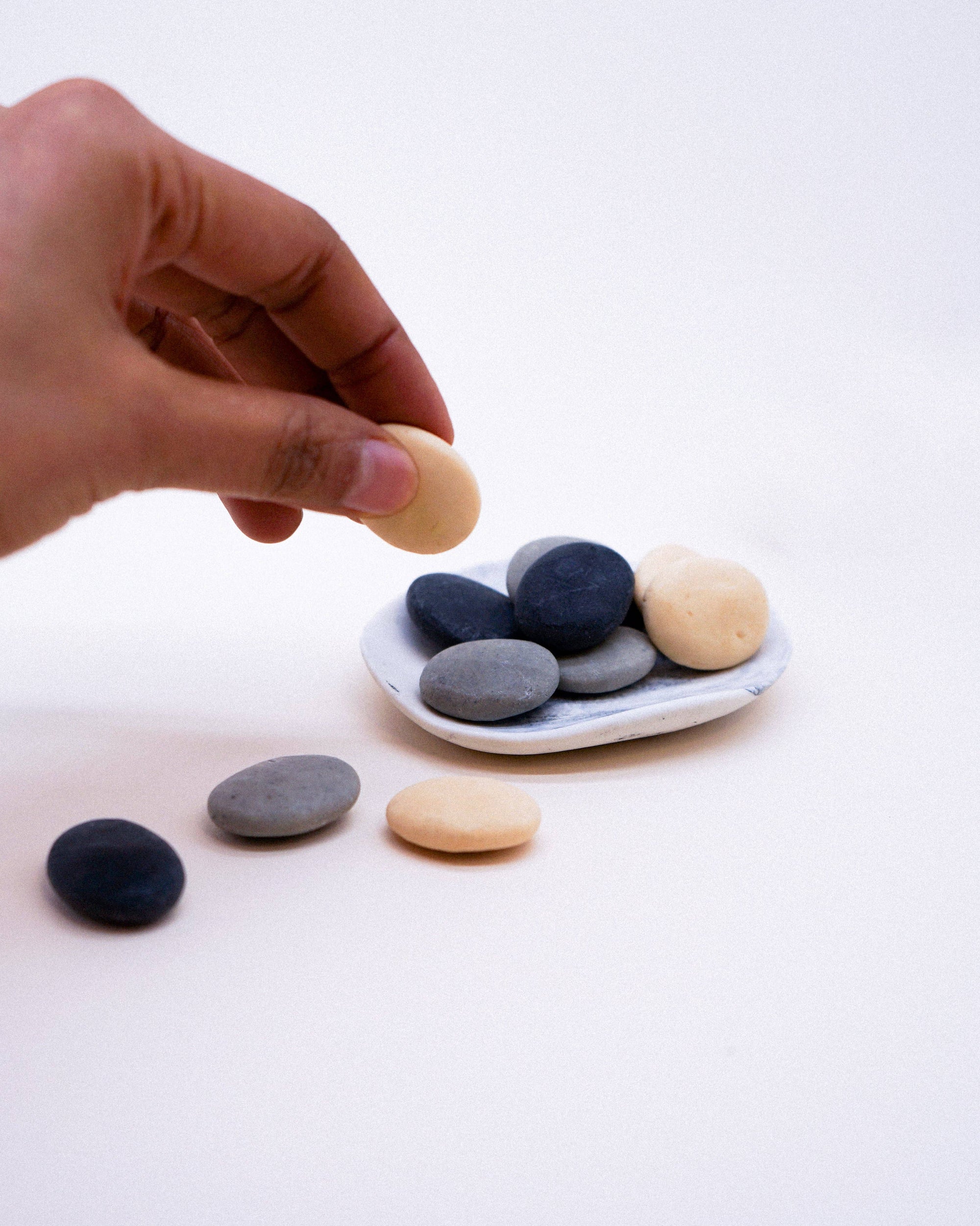 Small Pebble Soaps with Porcelain Dish Set