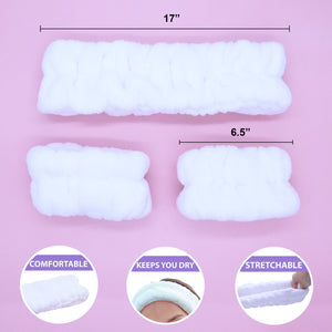 Face Washing Spa Headband and Wristband Set: White