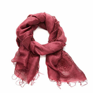 Cranberry Chrysanthemum Silk Scarf