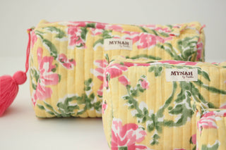 Camellia yel floral travel/make up/organizer/ bag-LARGE only