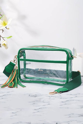 Clear PU Cross Body Camera Bag: Black