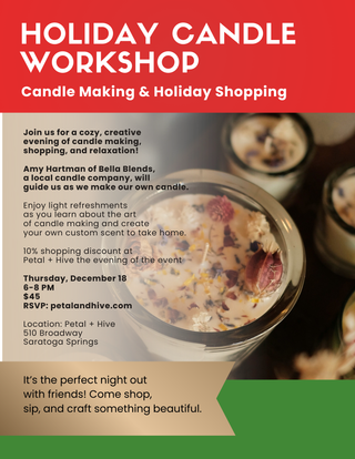 12/18: 6-8pm  |  Holiday Candle Workshop