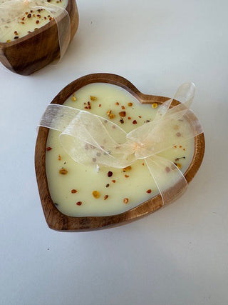Wooden Bowl Candle - Heart