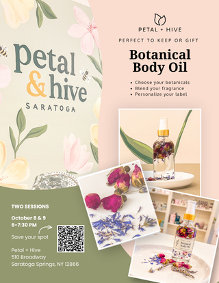 Thursday & Friday 10/8-9: 6-7:30pm   |  Make Your Own Botanical Body Oil