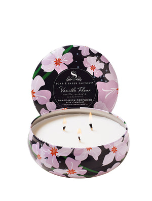 Vanilla Fleur Three-Wick Tin Soy Candle