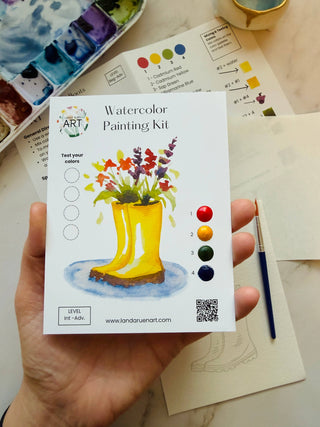 Watercolor Painting Kit-Rain boot Flower Bouquet