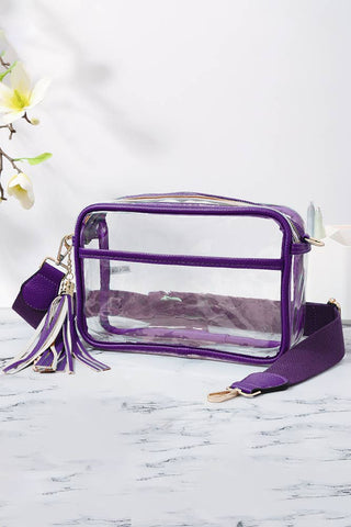 Clear PU Cross Body Camera Bag: Black