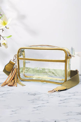 Clear PU Cross Body Camera Bag: Black