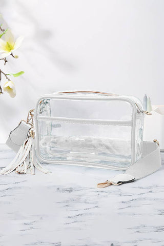 Clear PU Cross Body Camera Bag: Black