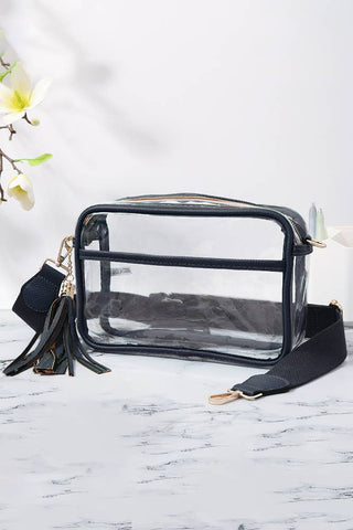 Clear PU Cross Body Camera Bag: Black