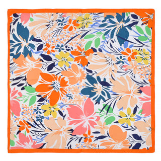 Vibrant Floral Pattern Bandana Summer Scarf: Orange