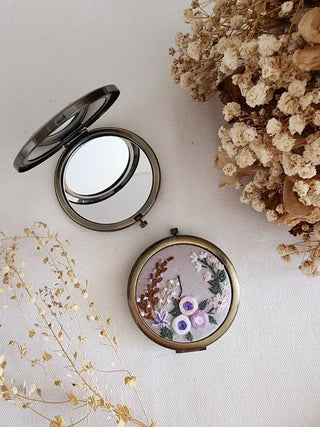 Floral Embroidered Compact Mirror, Collection Sophia: 7. Flower garden