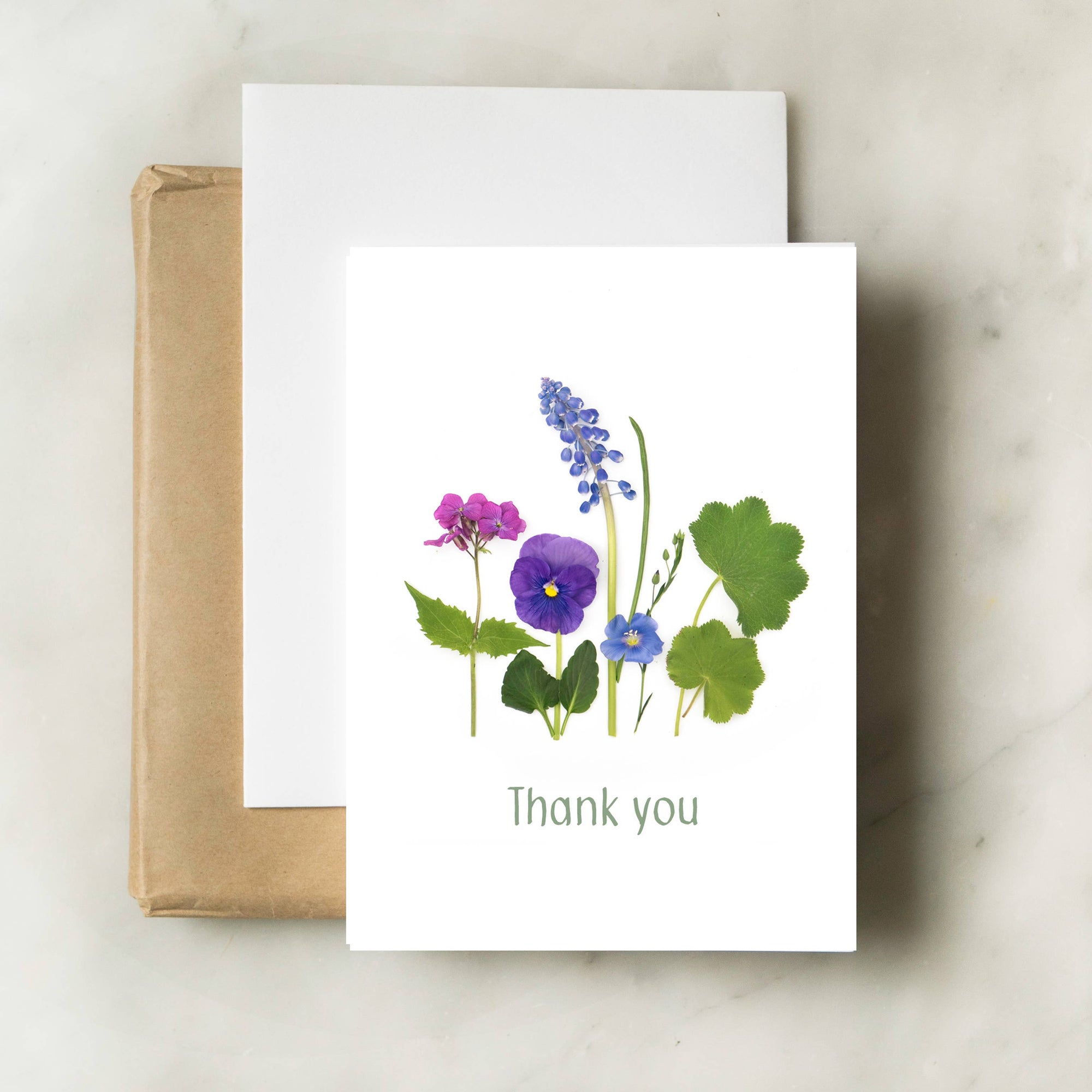 Thank You Card - Blue flax and friends