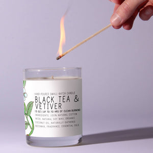 Black Tea Vetiver - Just Bee Candles: 13 oz (up to 60 hrs of clean burning)