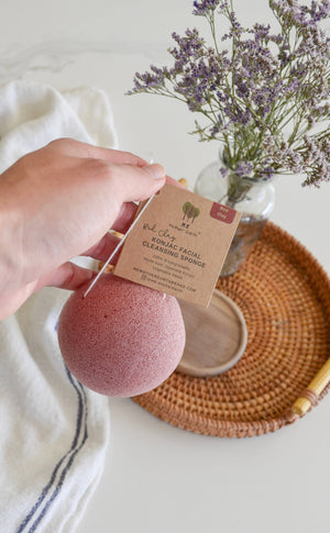 Konjac Sponge Biodegradable  | Zero Waste | Vegan Skincare: Red Clay