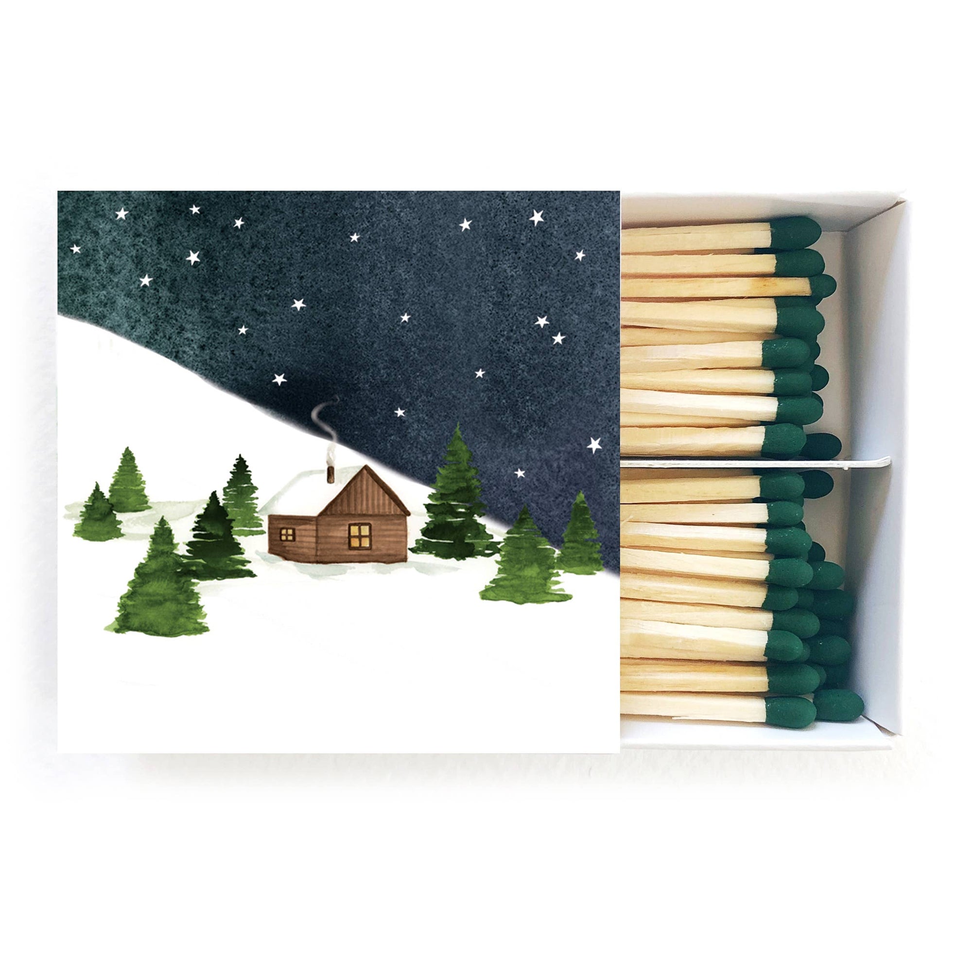 Snowy Cabin Holiday Matches | Holiday Candle Decor